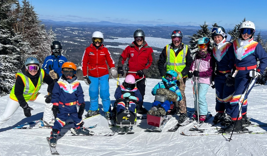 The Teslers and Randols after a fun day of downhill skiing.